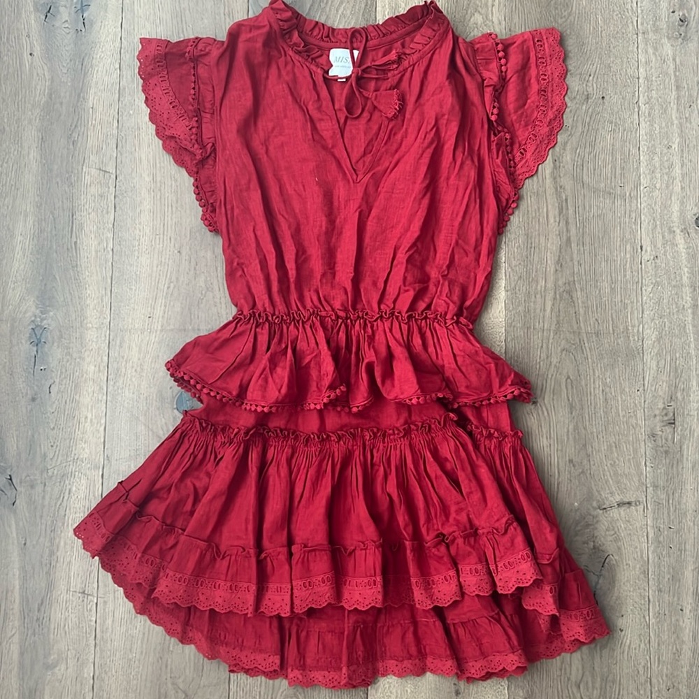 Misa Los Angeles red short ruffle dress size Small